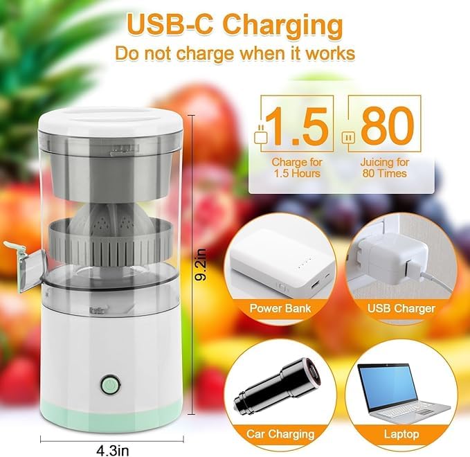 Portable USB Rechargeable Citrus Juicer | Fresh Juice Anytime, Anywhere