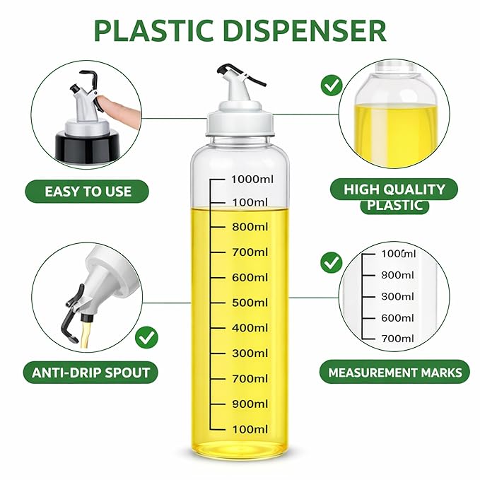 Auto Flip Olive Oil Bottle Dispenser, Limited Edition, 500ml capacity, sleek plastic bottle with auto-flip spout.