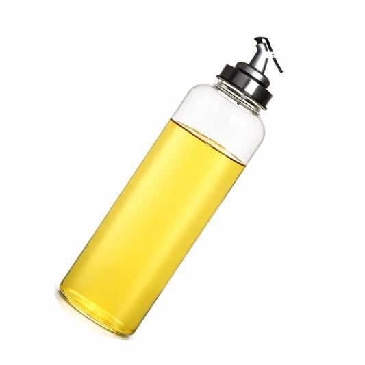 Limited Edition Auto Flip Olive Oil Bottle Dispenser, 500ML, clear glass with black flip-top spout.
