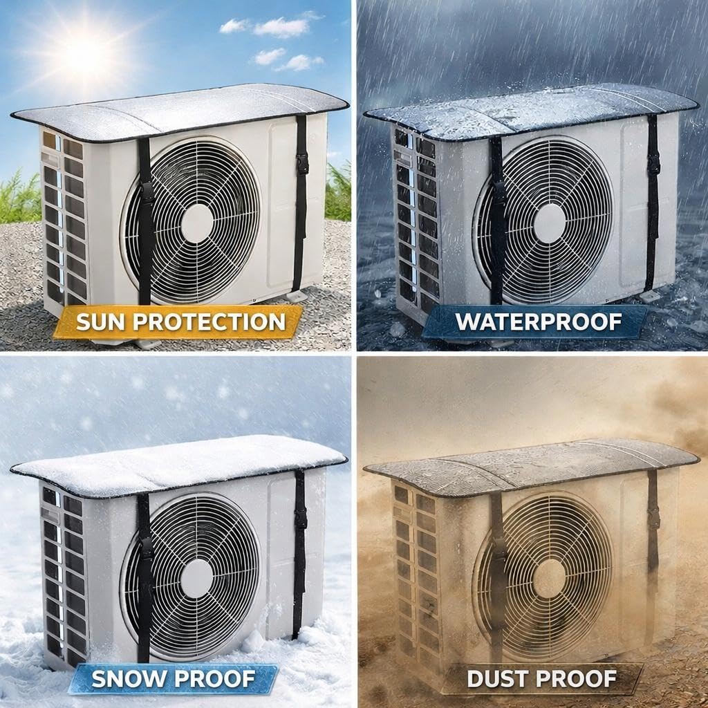 Outdoor AC Unit Protector Cover Brushed Aluminum Collection Limited Edition With Weatherproof Shielding